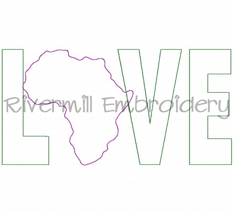 Raggy Applique Africa Love Machine Embroidery Design