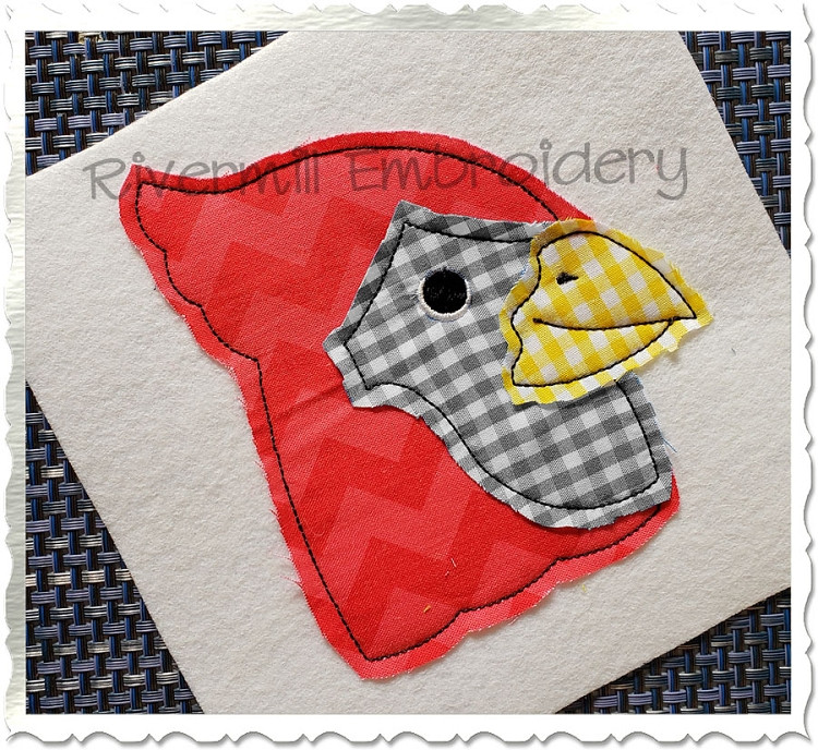 Raggy Applique Cardinal Machine Embroidery Design