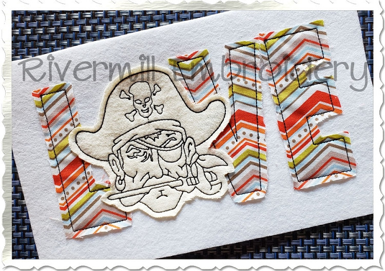 Raggy Applique Love with a Pirate Machine Embroidery Design