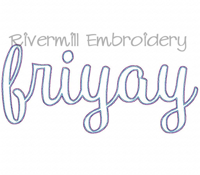 Raggy Applique Script Friyay Machine Embroidery Design