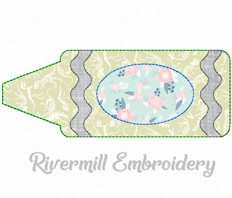 Raggy Applique Crayon Machine Embroidery Design