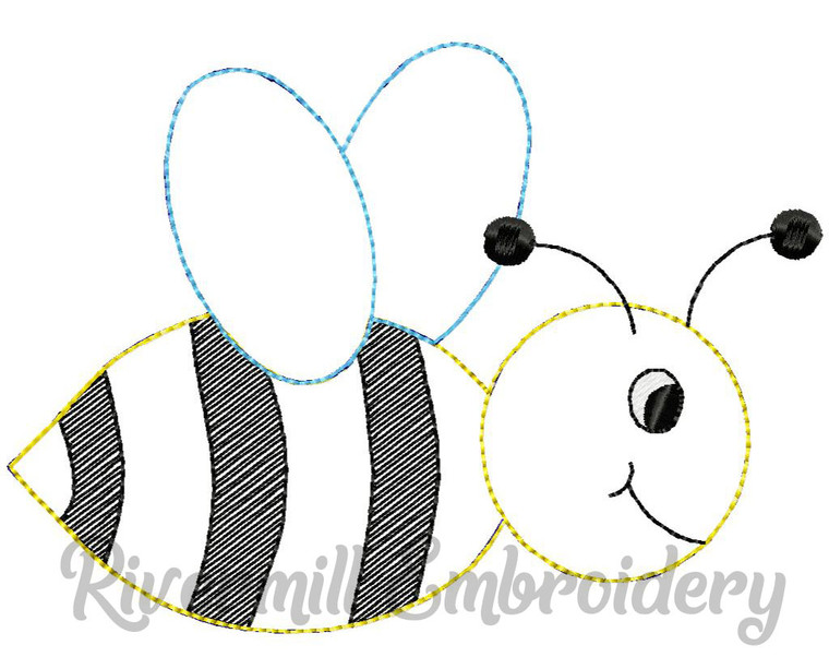 Raggy Applique Bumble Bee Machine Embroidery Design