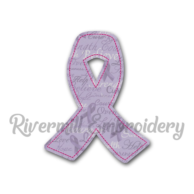 Raggy Applique Awareness Ribbon Machine Embroidery Design