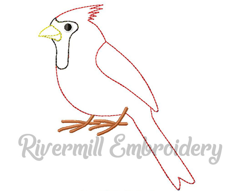 Raggy Applique Cardinal Machine Embroidery Design (Style 2)