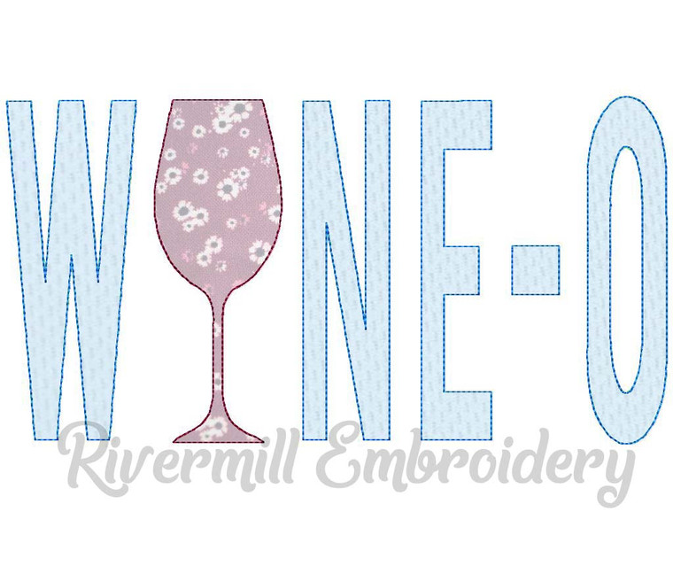 Raggy Applique Wine-O Machine Embroidery Design