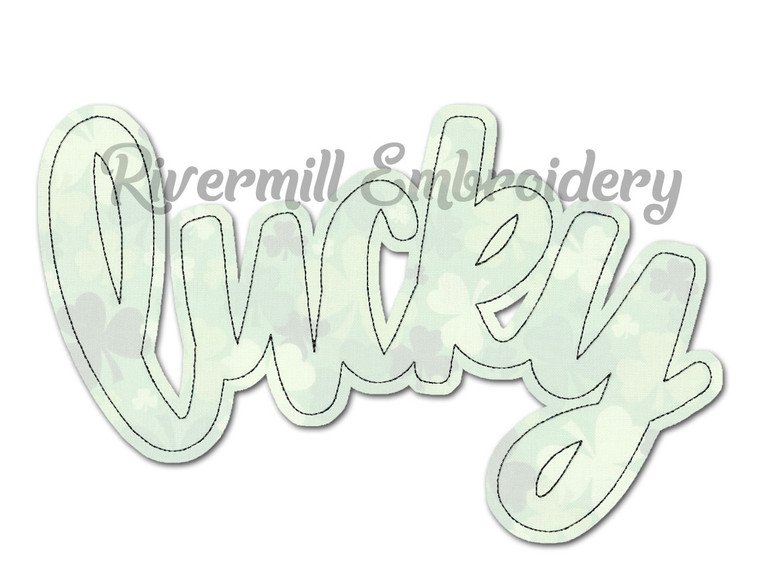 Raggy Applique Script Lucky Machine Embroidery Design