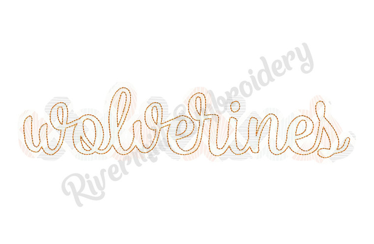 Raggy Applique Script Wolverines Machine Embroidery Design