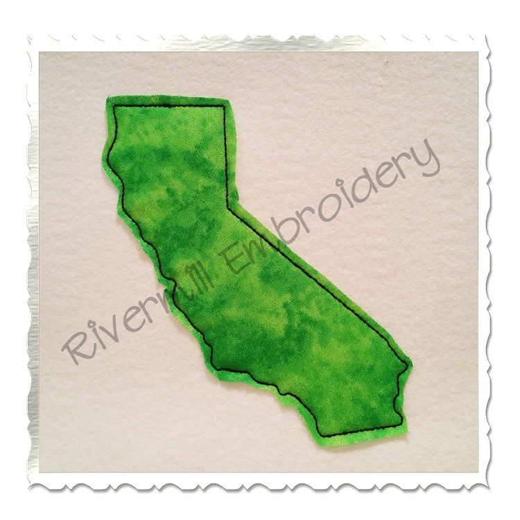 Raggy Applique State of California Machine Embroidery Design