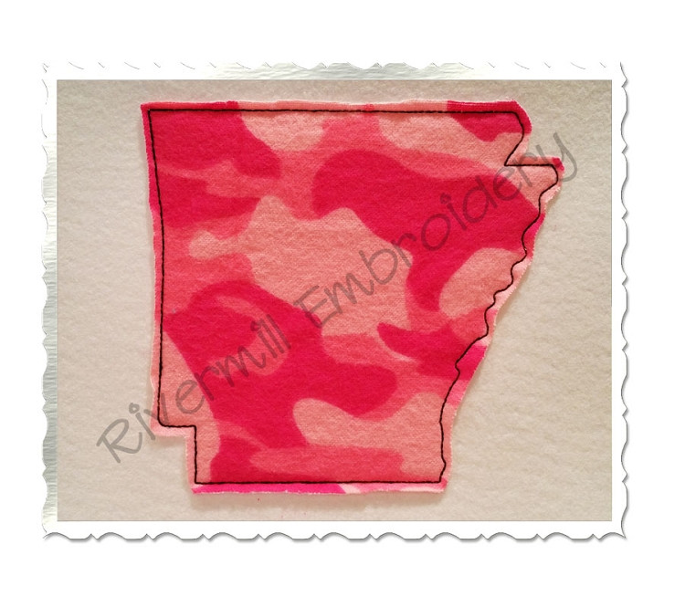 Raggy Applique State of Arkansas Machine Embroidery Design