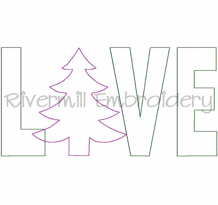 Raggy Applique Christmas Tree Love Machine Embroidery Design