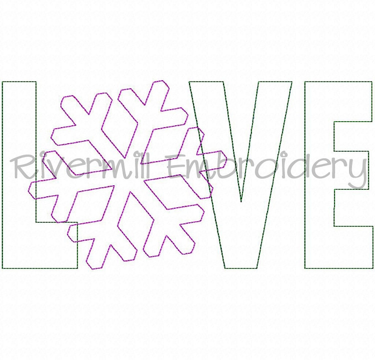 Raggy Applique Snowflake Love Machine Embroidery Design