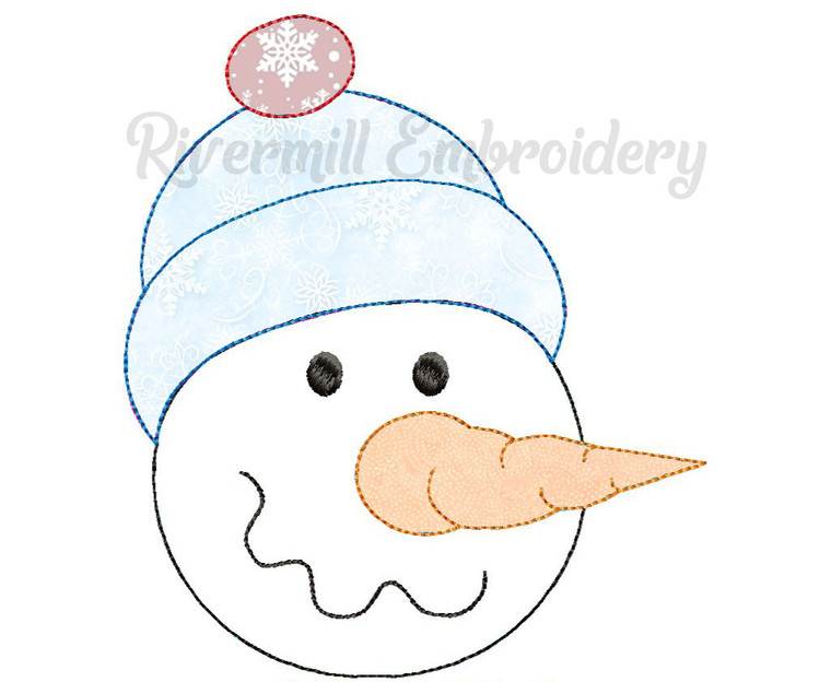 Raggy Applique Snowman Face Machine Embroidery Design