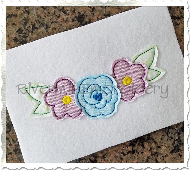 Raggy Applique Flowers Machine Embroidery Design