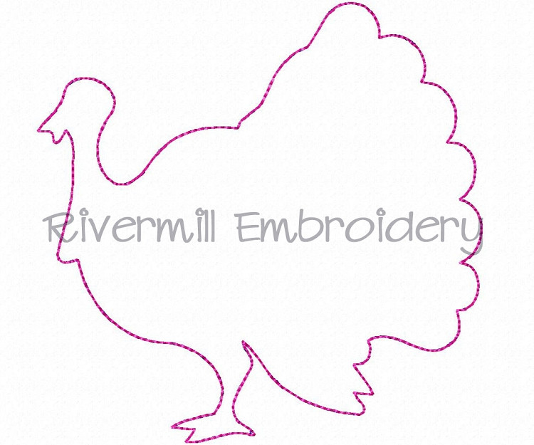 Raggy Applique Turkey Machine Embroidery Design