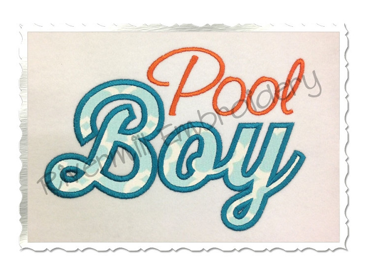 Applique Pool Boy Machine Embroidery Design