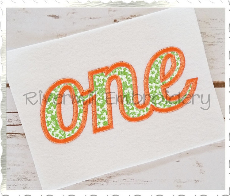 Applique Word "One" Machine Embroidery Design