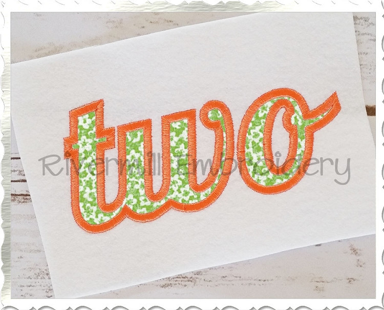 Applique Word "Two" Machine Embroidery Design