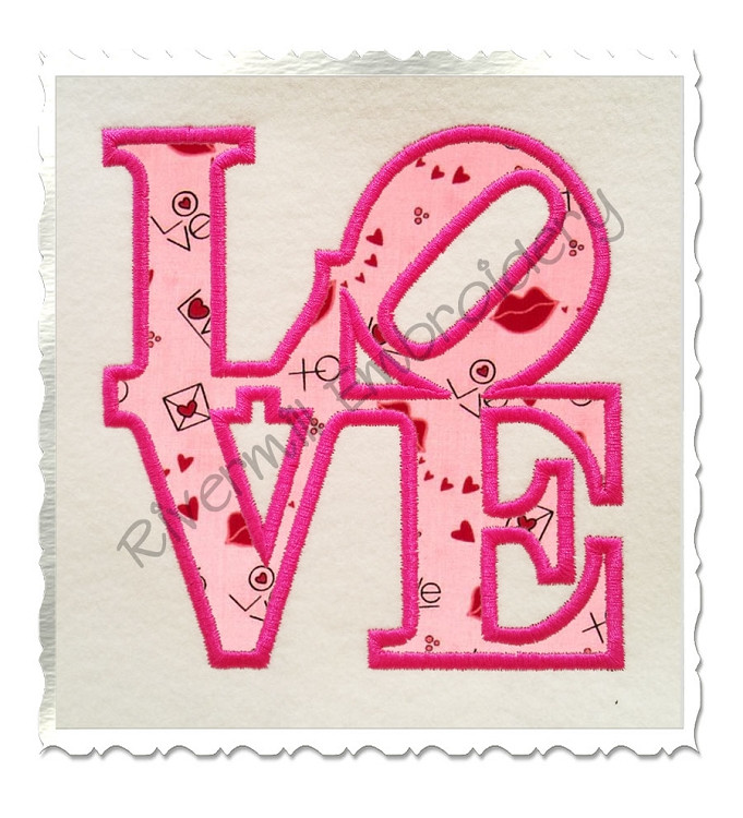 Love Applique Machine Embroidery Design (Version 2)