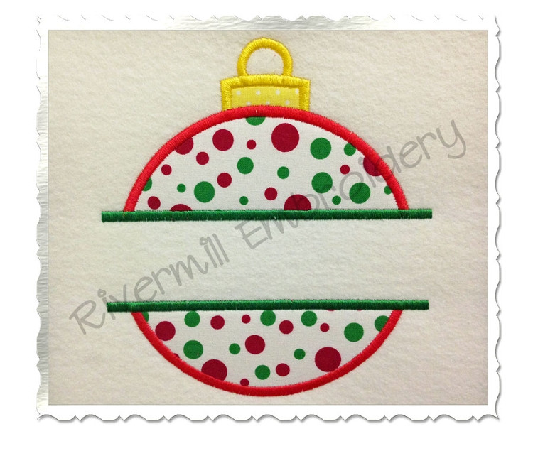 Split Applique Christmas Ornament Silhouette Machine Embroidery Design