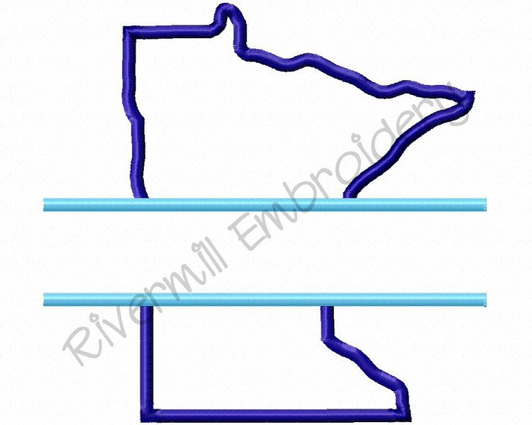 Split Applique State of Minnesota Machine Embroidery Design