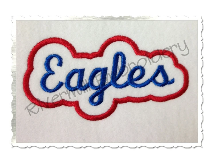 Applique Eagles Team Name Machine Embroidery Design