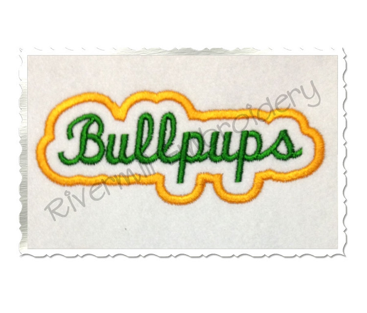 Applique Bullpups Team Name Machine Embroidery Design