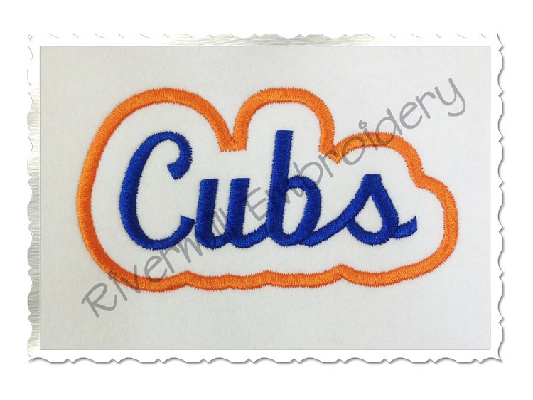 Applique Cubs Team Name Machine Embroidery Design