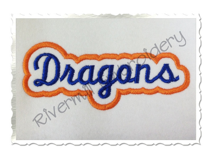 Applique Dragons Team Name Machine Embroidery Design