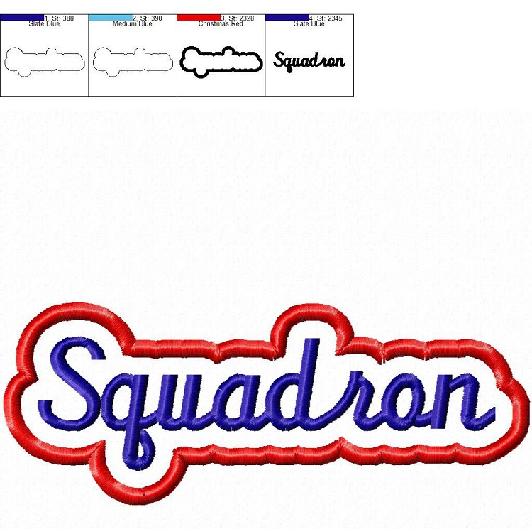 Applique Squadron Team Name Machine Embroidery Design