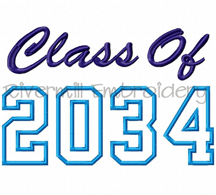Class of 2034 Applique Machine Embroidery Design