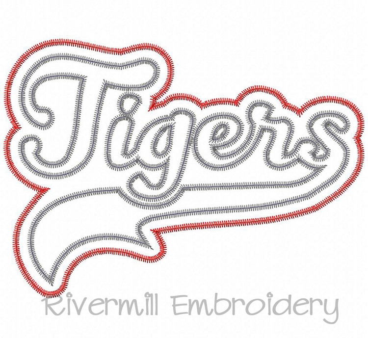 Zig Zag Double Applique Tigers Machine Embroidery Design