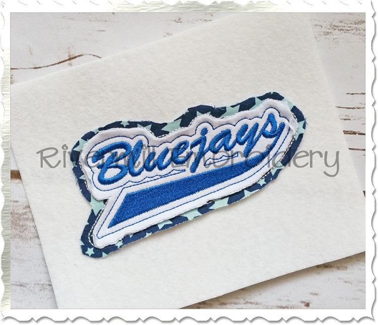 Bluejays Raggy Double Applique Team Name Machine Embroidery Design