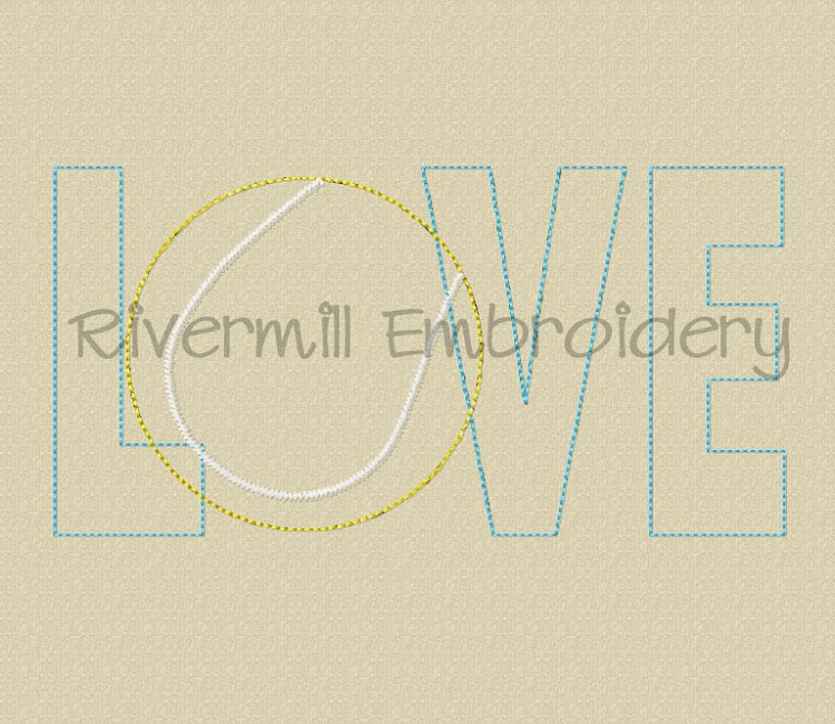 Raggy Applique Tennis Love Machine Embroidery Design