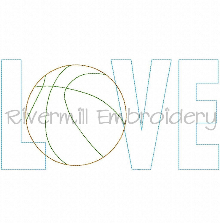 Raggy Applique Basketball Love Machine Embroidery Design