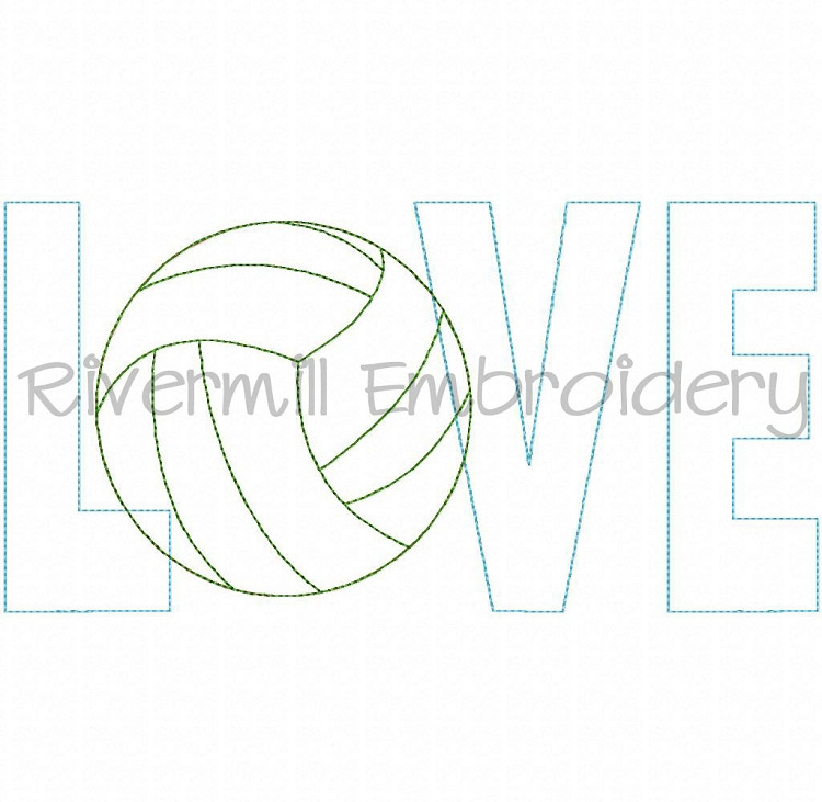 Raggy Applique Volleyball Love Machine Embroidery Design