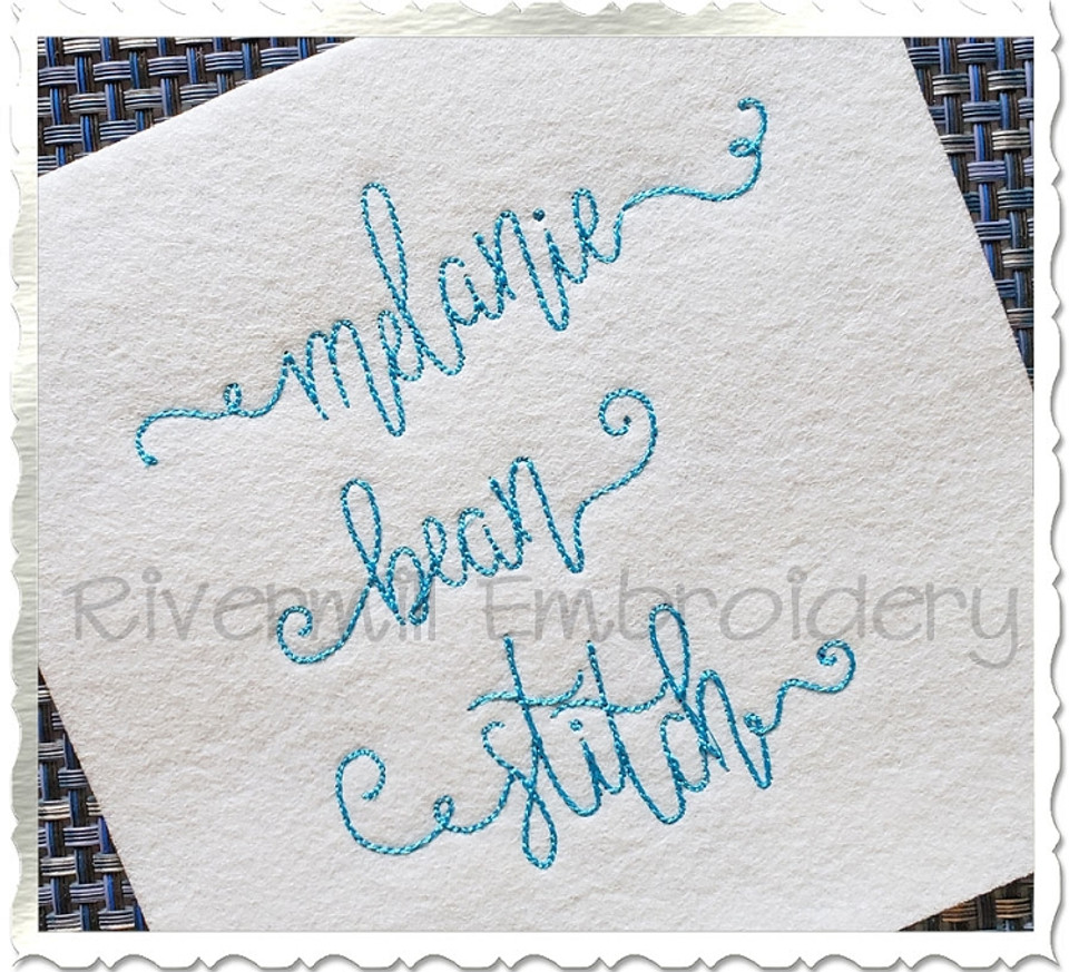 Bean Stitch Melanie Machine Embroidery Font Alphabet - Rivermill Embroidery
