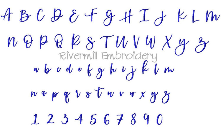 Katy Script Machine Embroidery Font Alphabet
