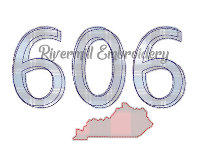 Raggy Applique Kentucky 606 Area Code Machine Embroidery Design