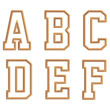 Varsity Applique w/ Top Stitch Machine Embroidery Alphabet - Half Sizes ...