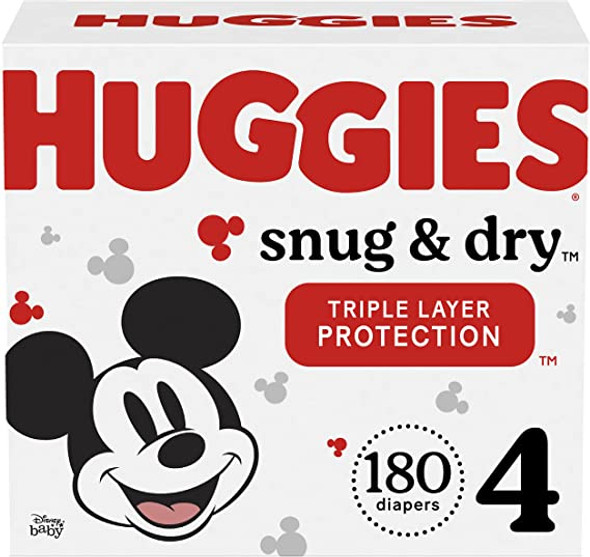 Huggies Snug & Dry Baby Diapers, Size 4, 180 Ct