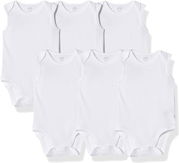 Amazon Essentials Unisex Babies' Sleeveless Bodysuits, Pack of 6