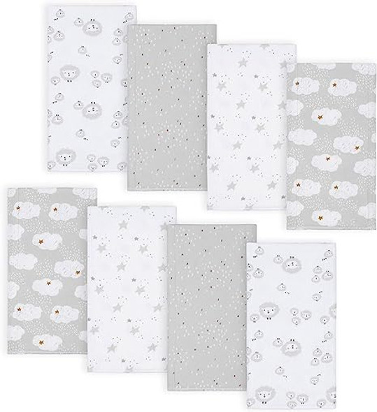 Gerber Unisex-Baby 8-Pack Cotton Flannel Burp Cloths