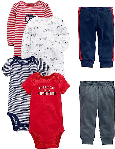 Simple Joys by Carter's Baby Boys' 6-Piece Bodysuits (Short and Long Sleeve) and Pants Set