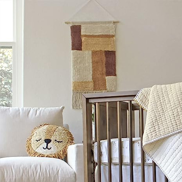 Crane Baby Safari Nursery Décor, Cotton Wall Hanging for Boys and Girls, Brown and Cream, 14" x 21"