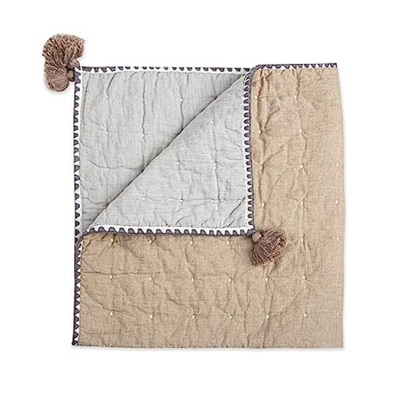 Crane Baby Blanket, Soft Cotton Quilted Nursery and Stroller Blanket for Boys and Girls, Copper, 36” x 36”