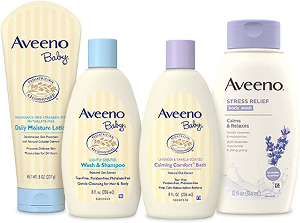 Aveeno Baby Mommy & Me Daily Bathtime Gift Set Including Baby Wash & Shampoo