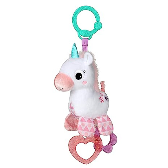 Bright Starts Unicorn Sparkle & Shine Plush Take-Along Stroller or Carrier Toy, Ages 0 Month+