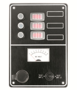 3-Gang Switch Panel with Cigarette Lighter Socket and Voltmeter 3-Gang Switch Panel with Cigarette Lighter Socket and Voltmeter