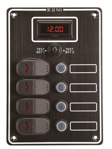 4-Gang Waterproof Switch Panel with Digital Volt Meter 4-Gang Waterproof Switch Panel with Digital Volt Meter