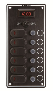 6-Gang Waterproof Switch Panel with Digital Volt Meter 6-Gang Waterproof Switch Panel with Digital Volt Meter